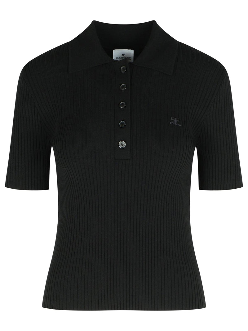 Courreges Courreges Black Viscose Blend Polo Shirt - World Class Fashion