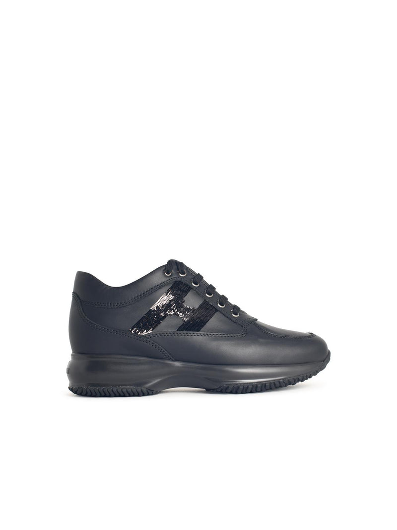 Hogan Hogan 'INTERACTIVE' Black Leather Sneakers - World Class Fashion