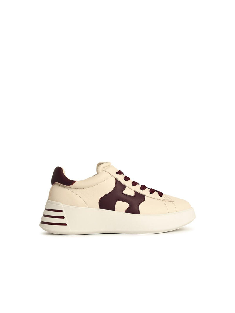 Hogan Hogan 'REBEL H564' Cream Leather Sneakers - World Class Fashion