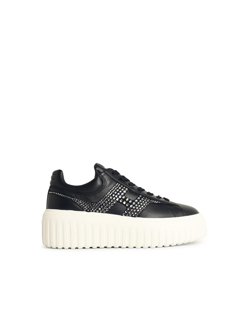 Hogan Hogan 'H-STRIPES' Black Leather Sneakers - World Class Fashion