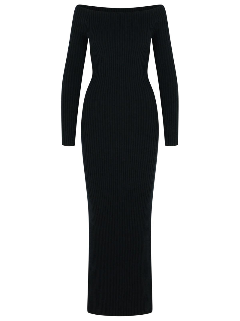 Max Mara Max Mara 'ARNES 1234' Sheath Dress In Black Wool And Cachemire - World Class Fashion