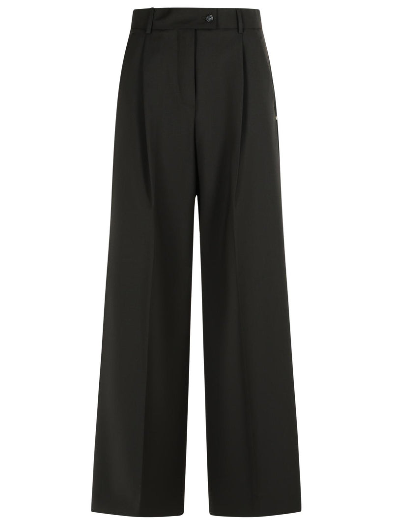 Sportmax Sportmax VELA Dark Brown Virgin Wool Pants - World Class Fashion