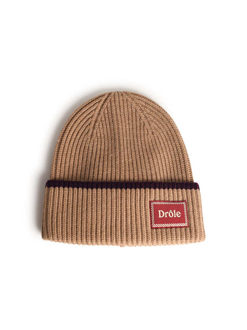 Drole De Monsieur Drole De Monsieur 'LE Bonnet Laine' Beige Merino Wool Beanie - World Class Fashion