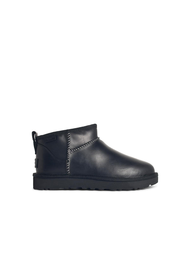 Ugg Ugg CLASSIC Ultra Mini Leather Regenerate Black Boots - World Class Fashion