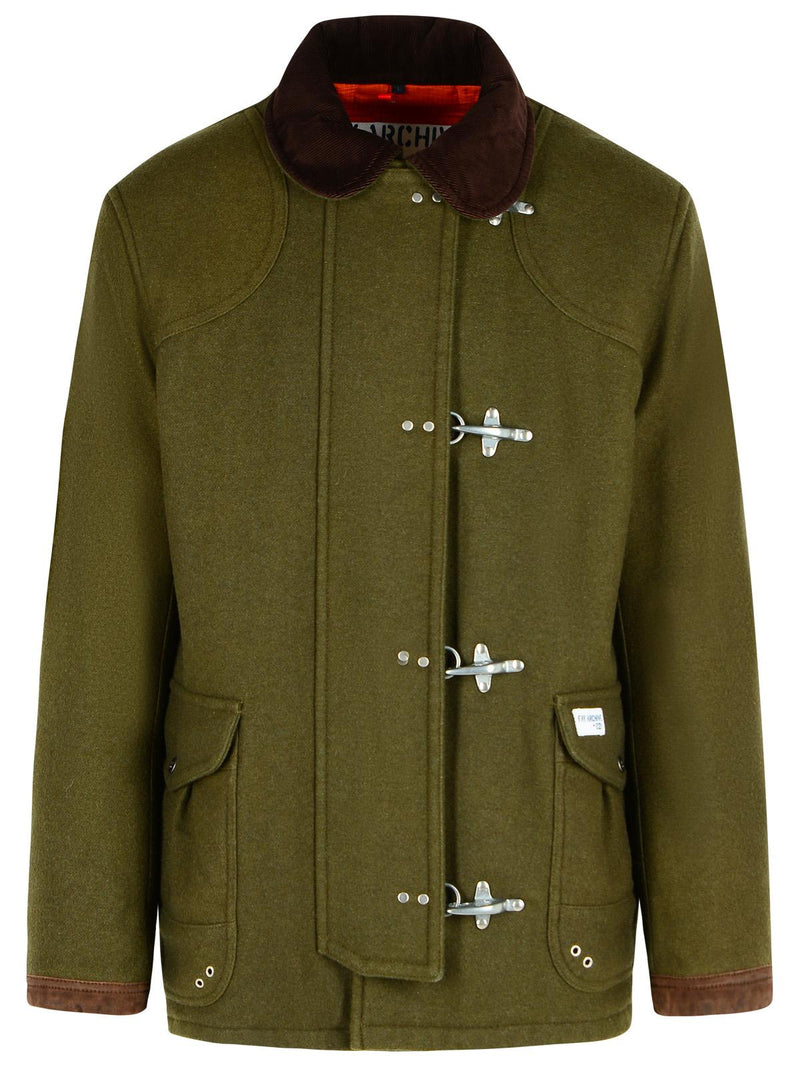 Fay Fay '4GANCI' Green Wool Blend Jacket - World Class Fashion