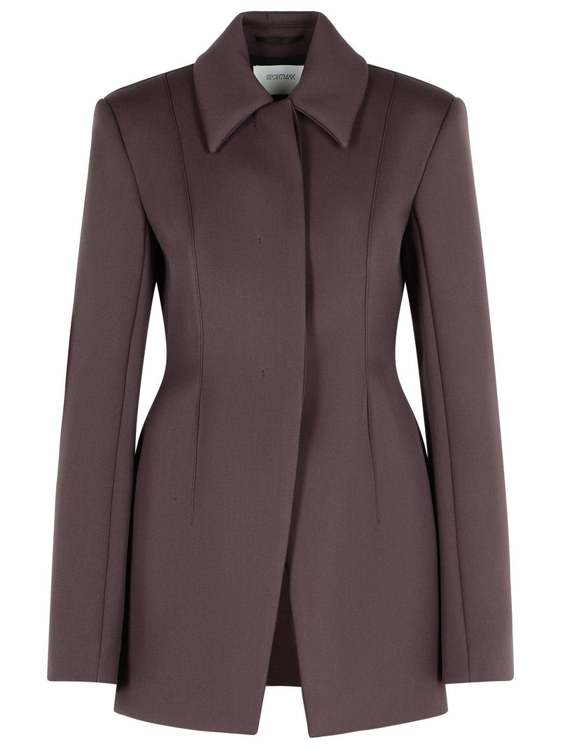 Sportmax Sportmax 'BACIO' Tight Jacket In Coffee Virgin Wool Blend - World Class Fashion