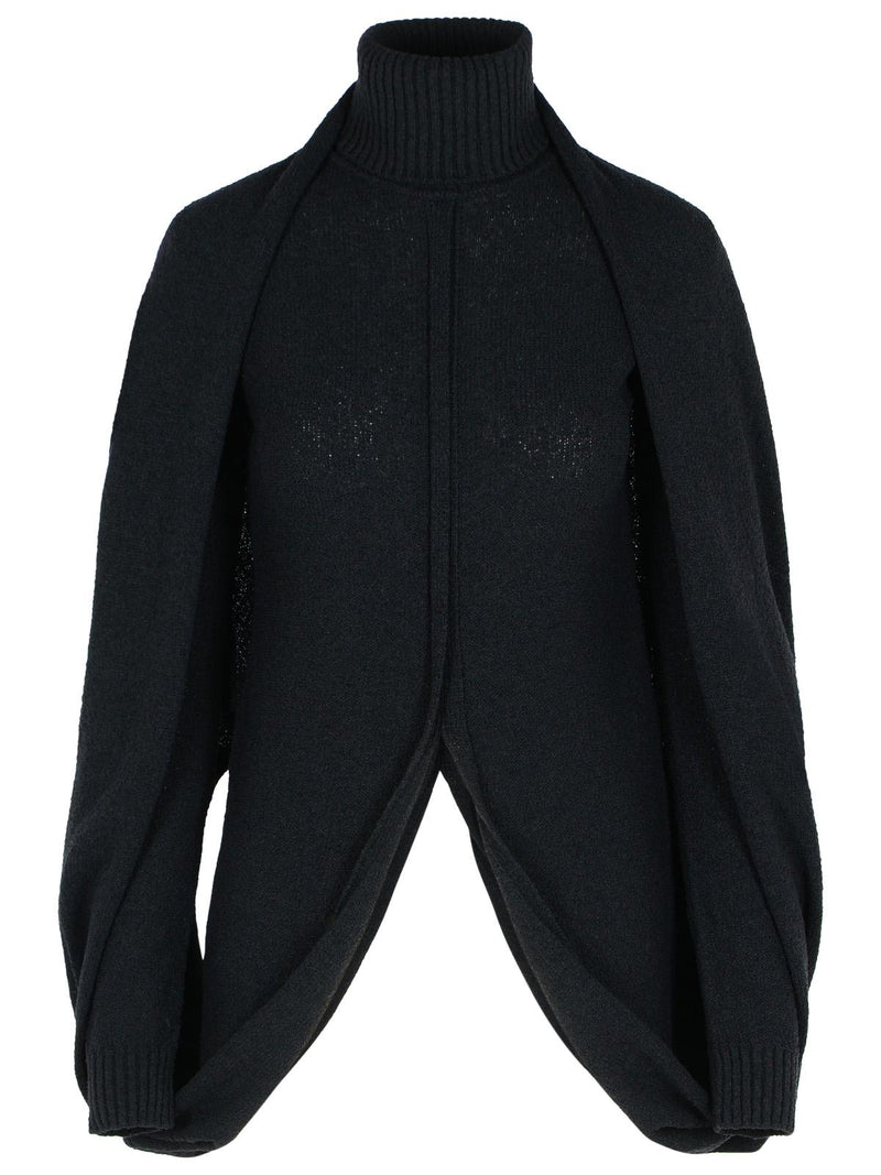 Sportmax Sportmax 'ADEPTO' Black Virgin Wool Blend High Neck Sweater - World Class Fashion