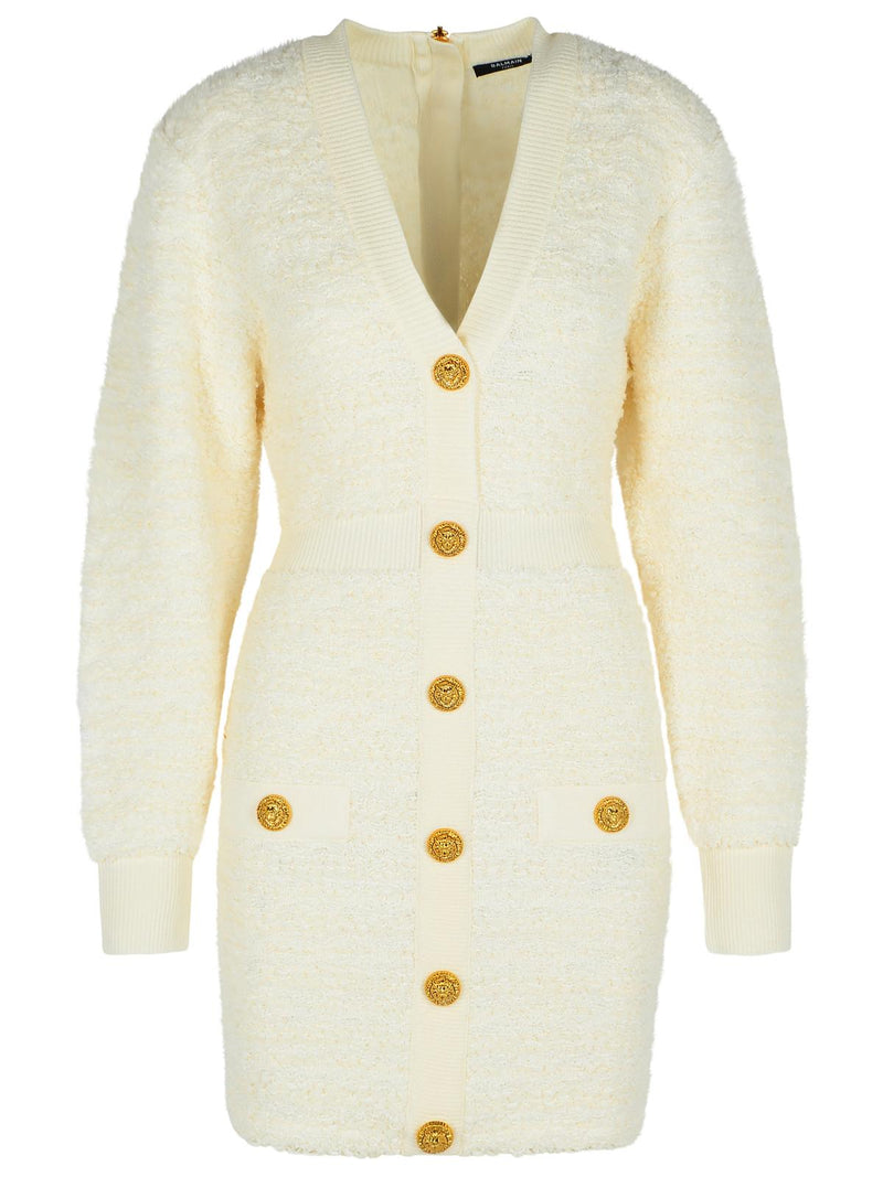 Balmain Balmain Wool Blend Dress White Women - World Class Fashion