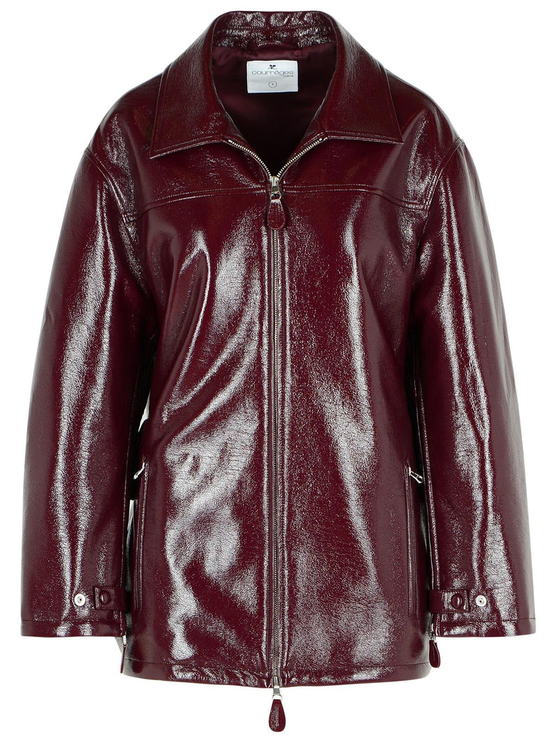 Courreges Courreges 'VINYL' Burgundy Cotton Blend Jacket - World Class Fashion