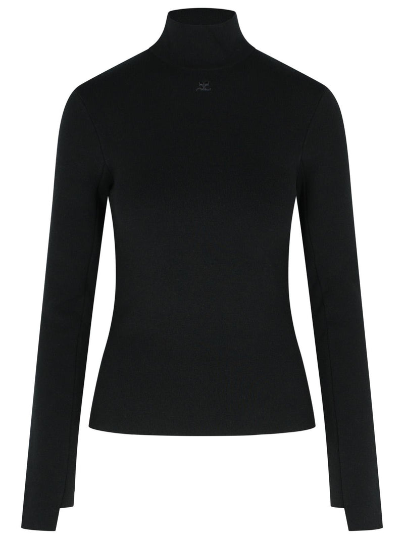 Courreges Courreges Turtleneck Sweater In Black Viscose Blend - World Class Fashion