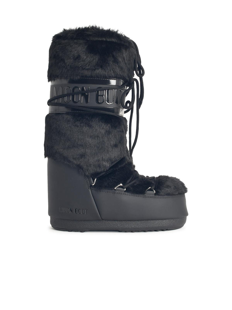 Moonboot Moonboot Black Faux Fur Boots - World Class Fashion