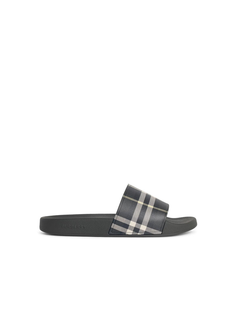 Burberry Burberry Check Thicket Green Polyurethane Slippers - World Class Fashion