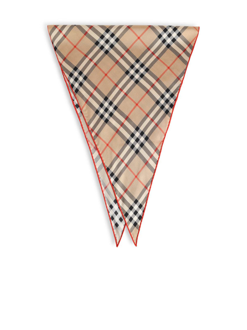 Burberry Burberry Sand Beige 'CHECK' Silk Scarf - World Class Fashion