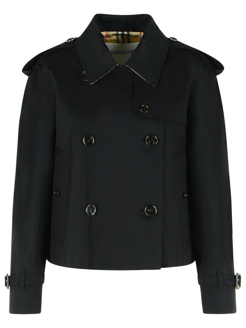 Burberry Burberry Black Cotton Gabardine Trench Coat Women - World Class Fashion