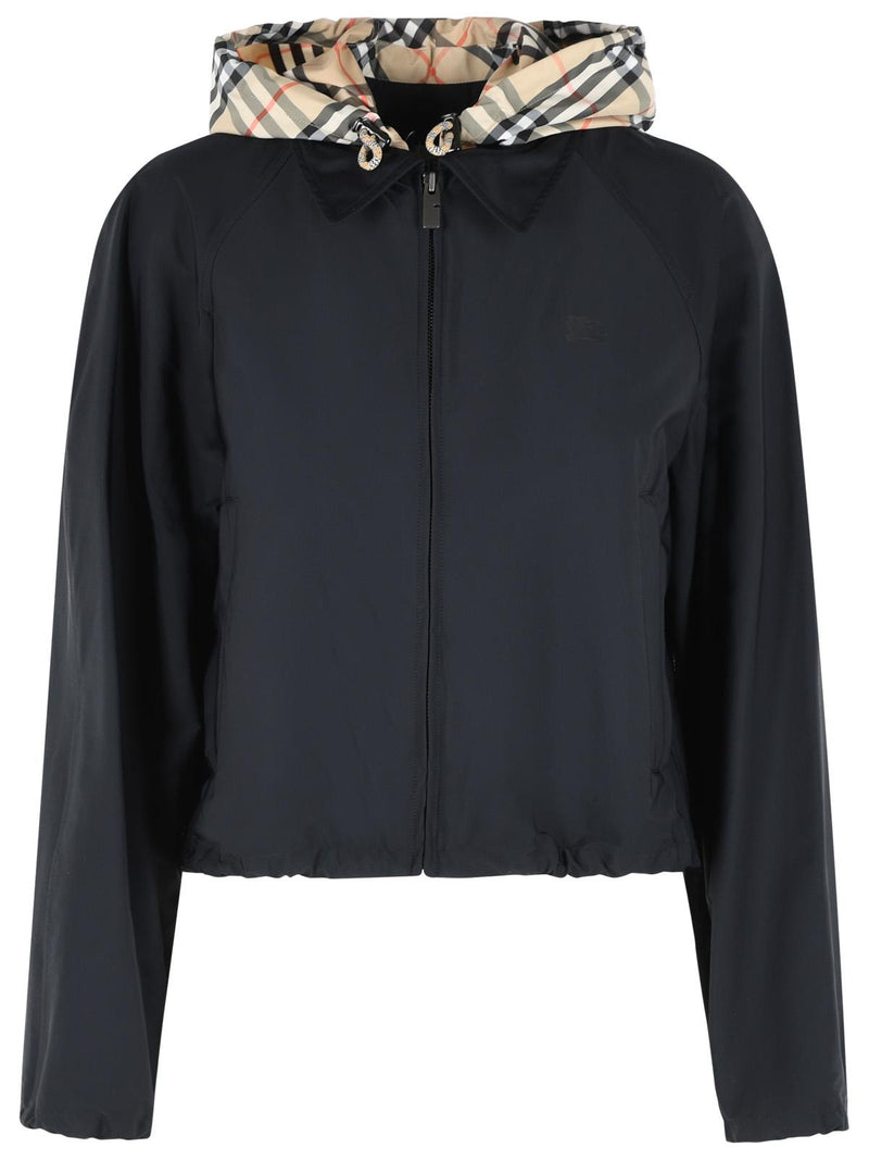 Burberry Burberry Cropped 'NEWCOTT' Black Hooded Jacket - World Class Fashion