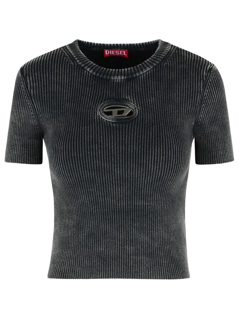Diesel Diesel M-ANCHOR Black Cotton T-shirt Women - World Class Fashion