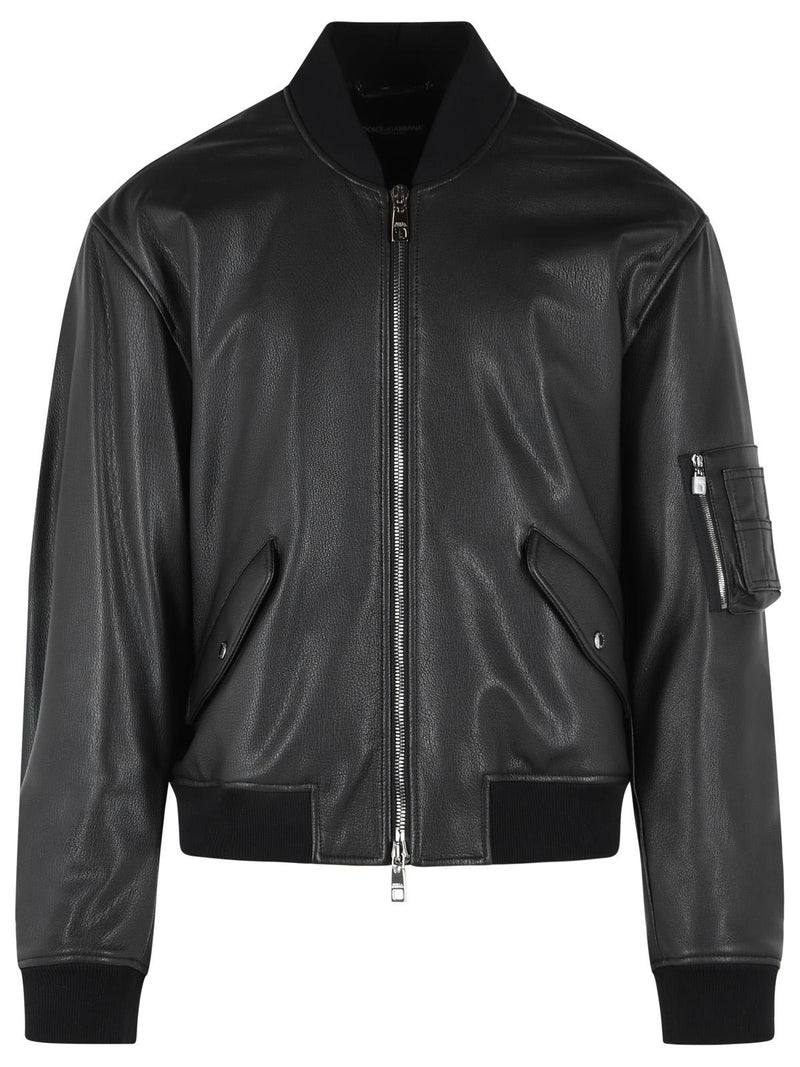 Dolce & Gabbana Dolce & Gabbana Black Leather Bomber Jacket Men - World Class Fashion