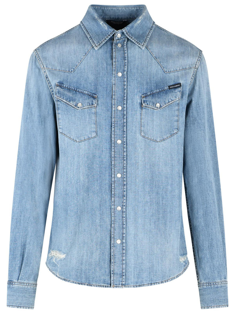 Dolce & Gabbana Dolce & Gabbana Blue Cotton Men Shirt - World Class Fashion