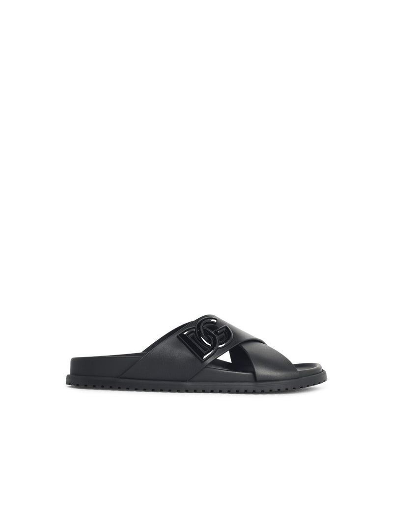 Dolce & Gabbana Dolce & Gabbana Leather Slippers Black Men - World Class Fashion