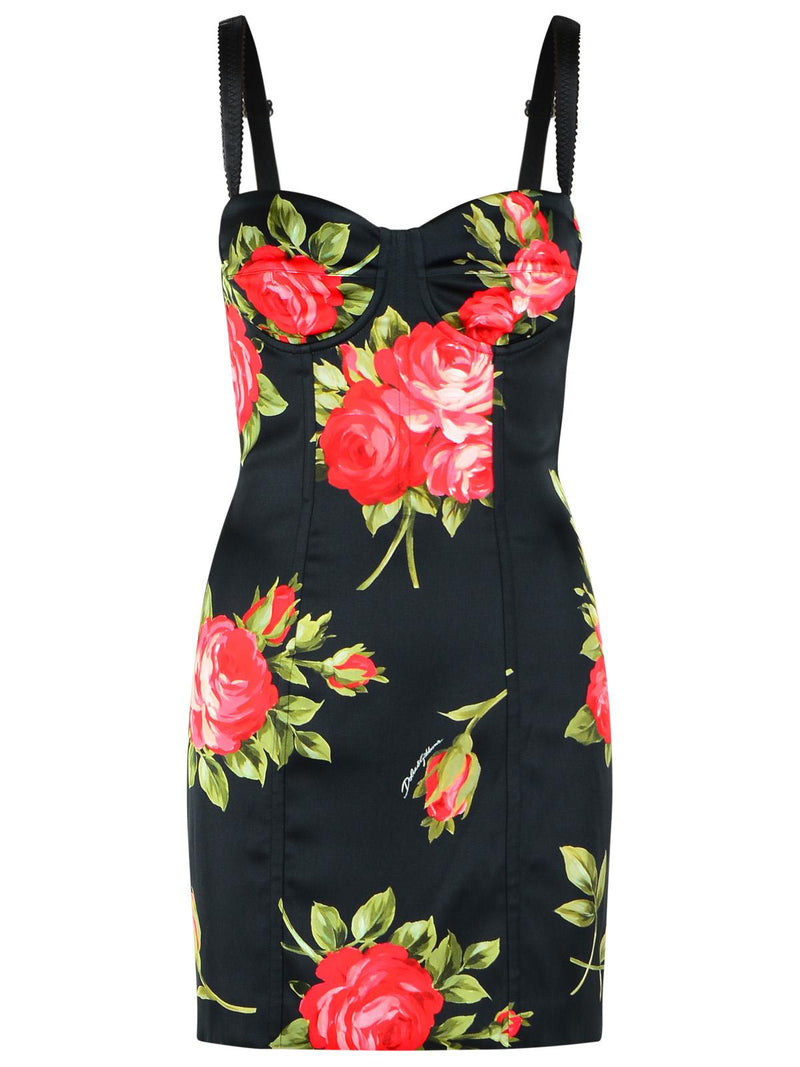 Dolce & Gabbana Dolce & Gabbana Bouquet Rose Dress Black Viscose Blend - World Class Fashion