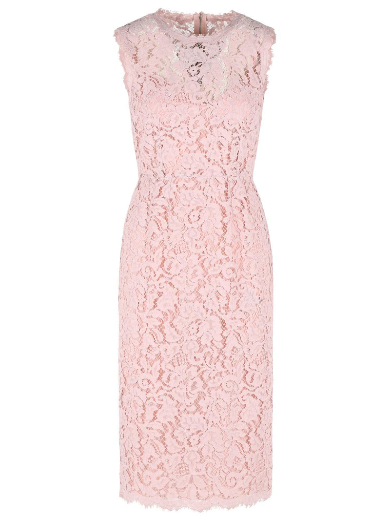 Dolce & Gabbana Dolce & Gabbana Cotton Blend Lace Dress Pink - World Class Fashion