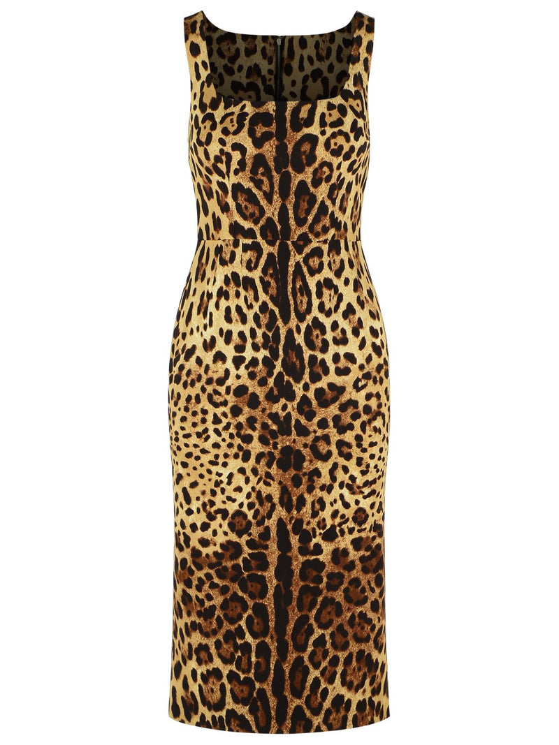 Dolce & Gabbana Dolce & Gabbana Leopard-print Silk Dress Brown - World Class Fashion
