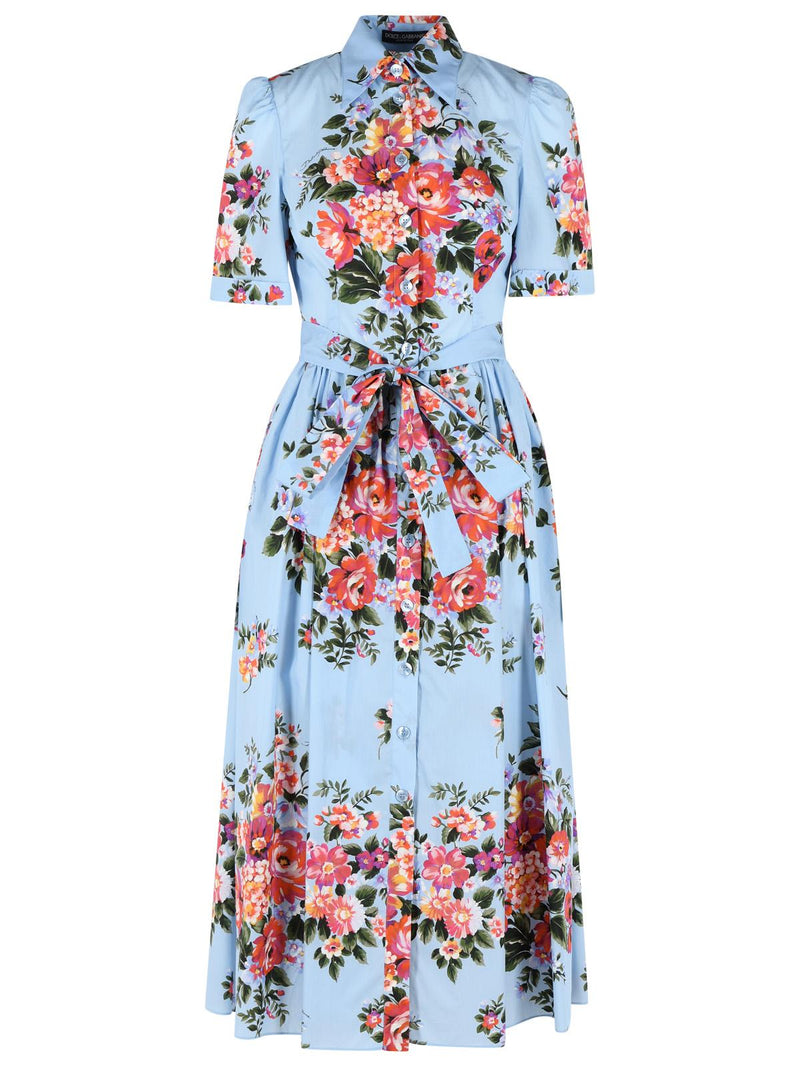 Dolce & Gabbana Dolce & Gabbana Light Blue Cotton Dress Women - World Class Fashion