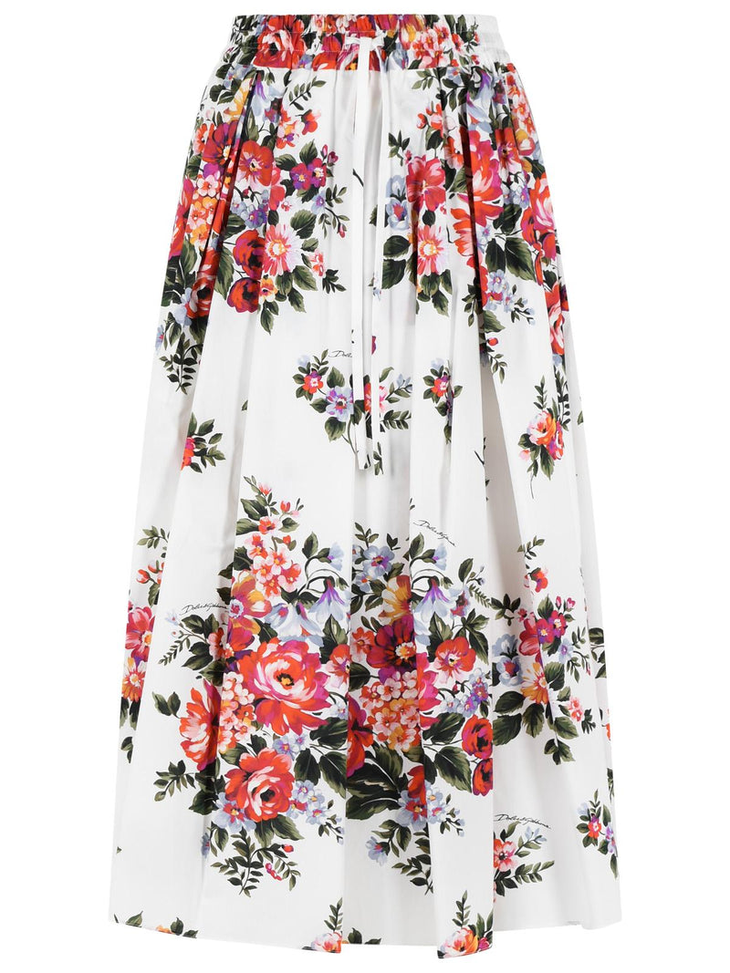 Dolce & Gabbana Dolce & Gabbana FIORI White Cotton Skirt - World Class Fashion