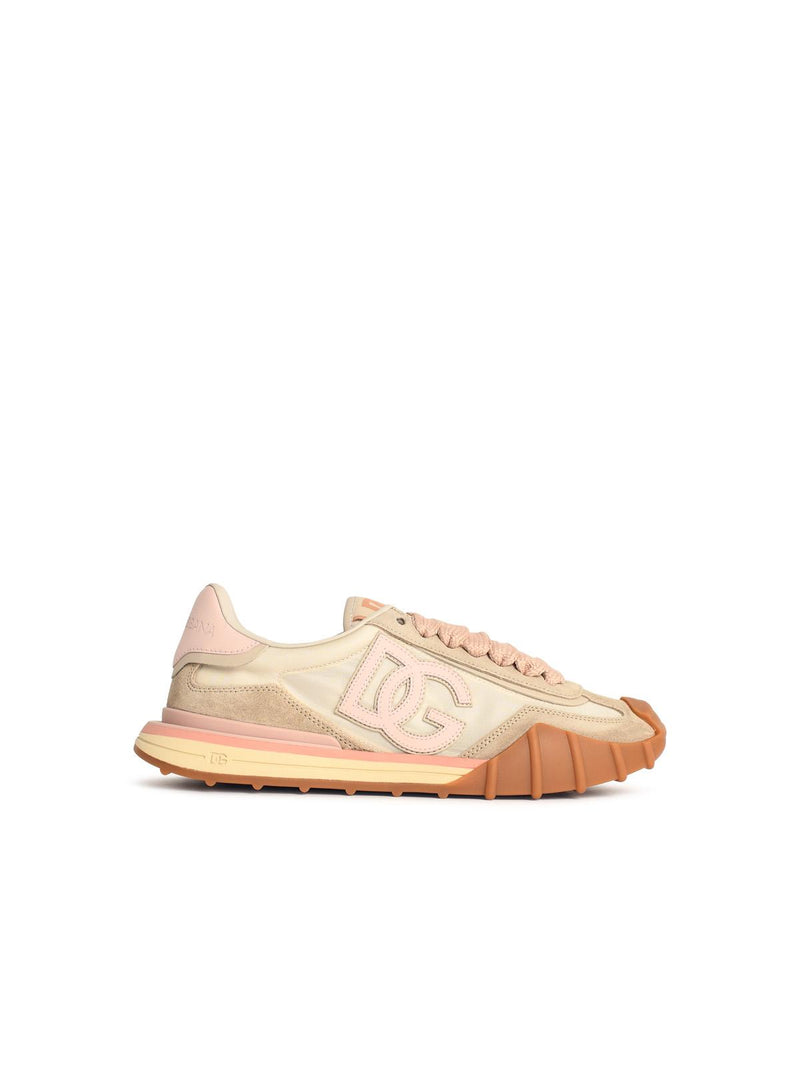 Dolce & Gabbana Dolce & Gabbana DG Athletic Ivory Pink Sneakers - World Class Fashion