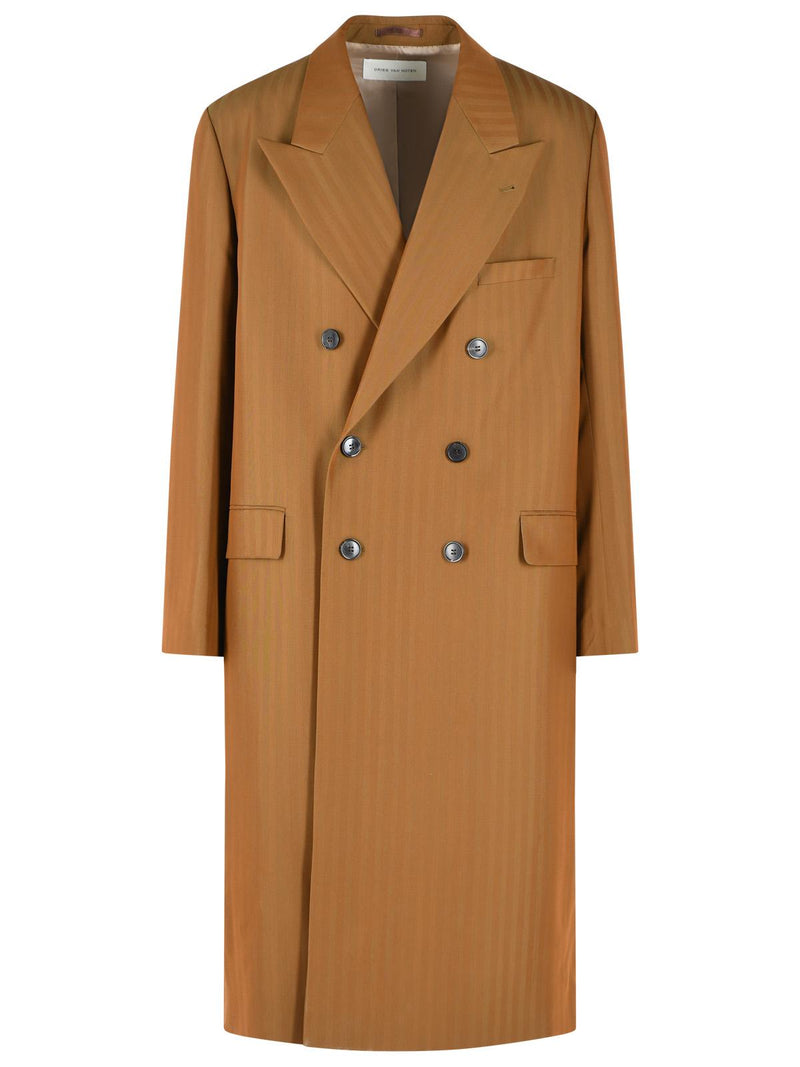 Dries Van Noten Dries Van Noten ROSIE Brown Wool Blend Coat - World Class Fashion