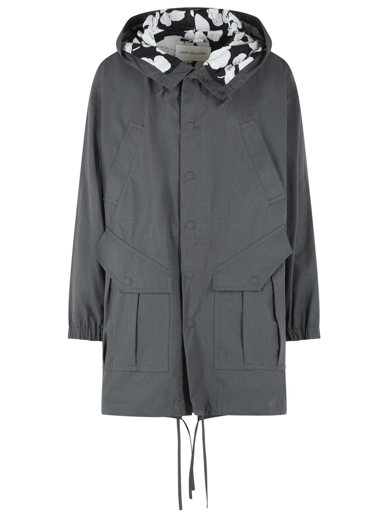 Dries Van Noten Dries Van Noten VOXER Grey Cotton Parka - World Class Fashion