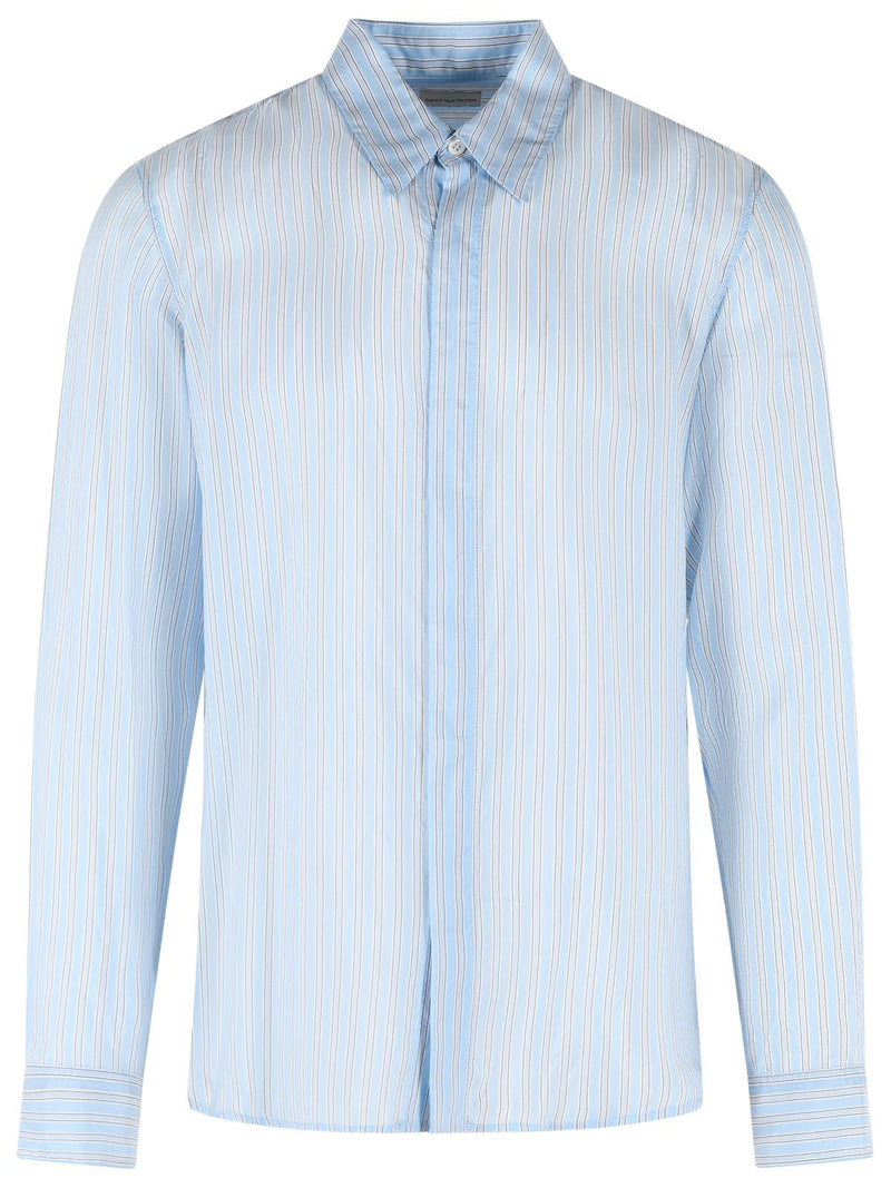 Dries Van Noten Dries Van Noten CARVIES Light Blue Cupro Shirt - World Class Fashion