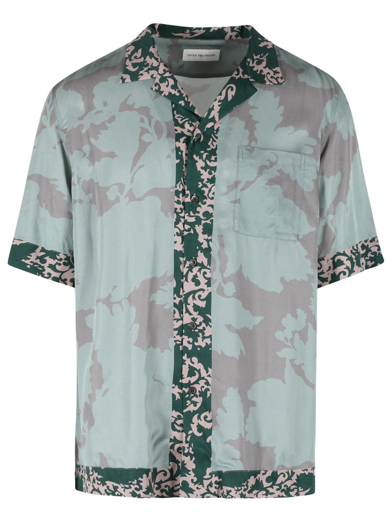 Dries Van Noten Dries Van Noten CARLTONE Green Viscose Shirt - World Class Fashion