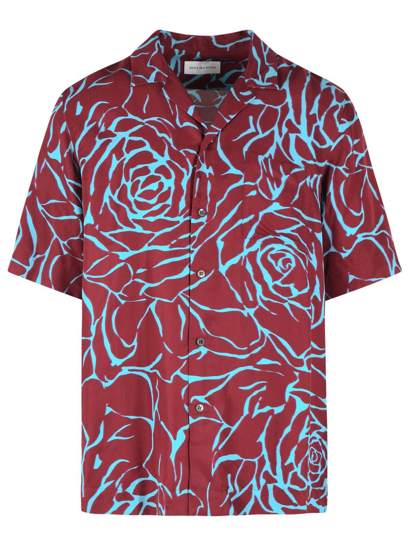 Dries Van Noten Dries Van Noten CARLTONE Burgundy Viscose Shirt - World Class Fashion