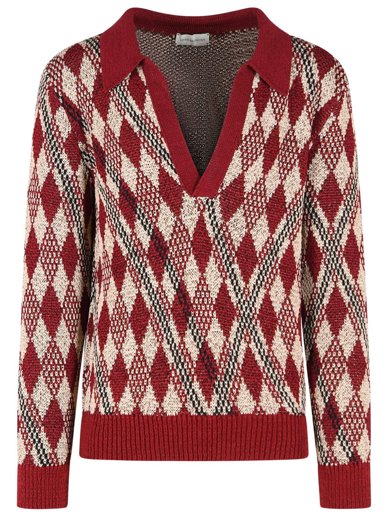 Dries Van Noten Dries Van Noten MACRAME Burgundy Sweater - World Class Fashion