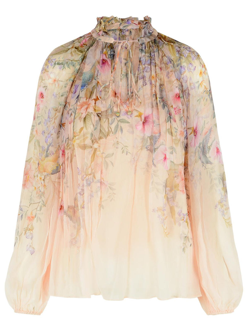 Zimmermann Zimmermann Rebellion Viscose Cream Blouse Pink - World Class Fashion