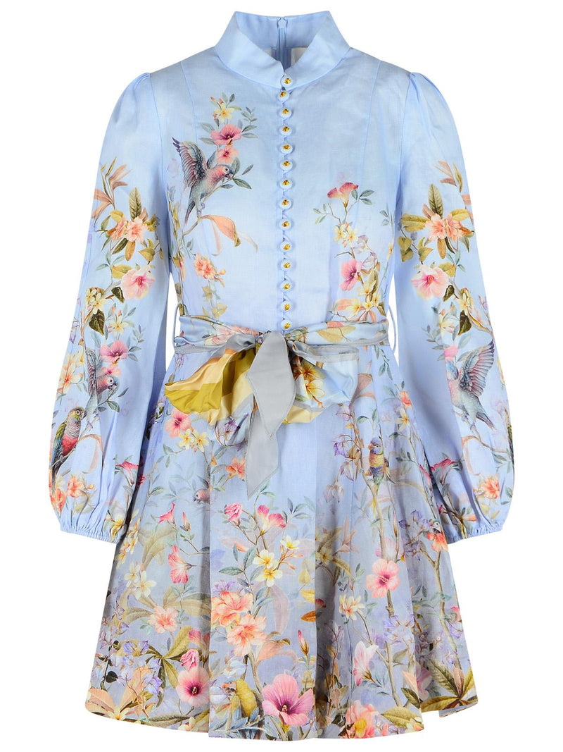 Zimmermann Vestido de lino Zimmermann Rebellion azul claro - World Class Fashion