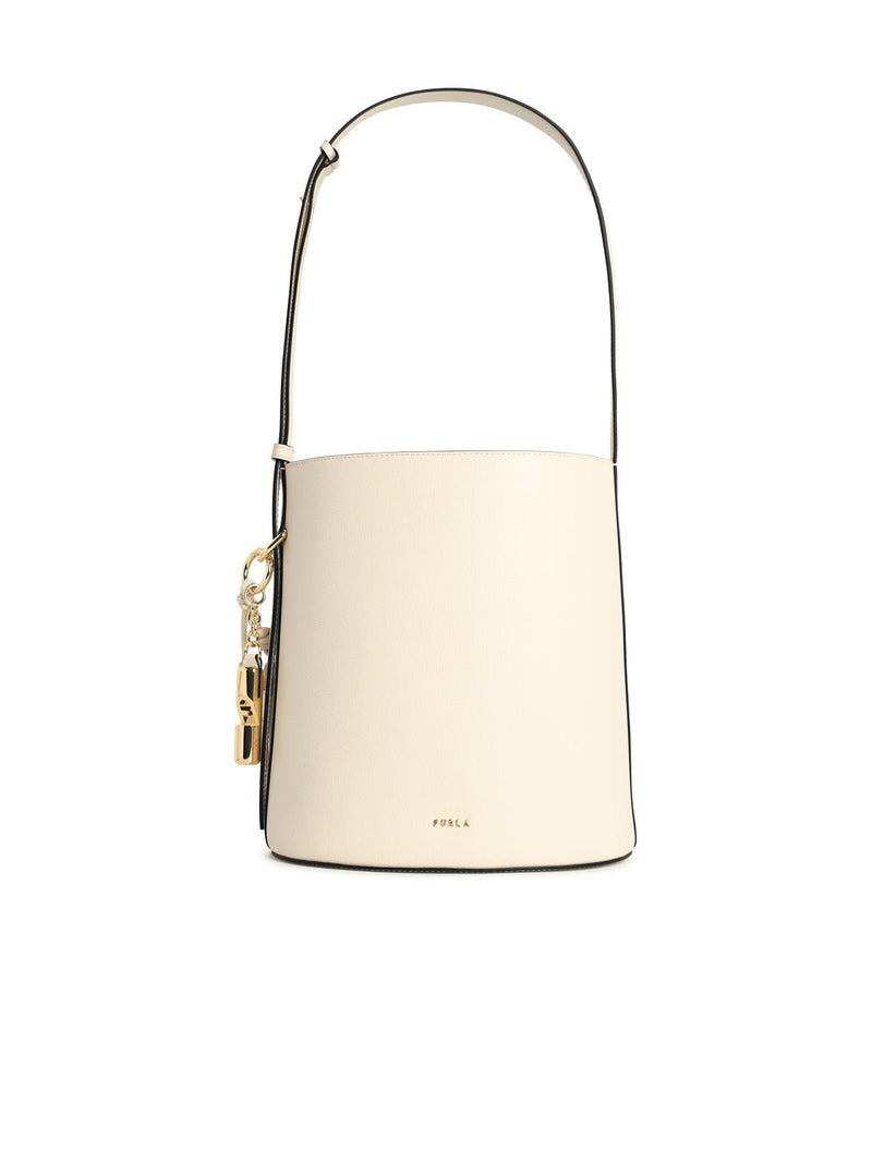 Furla Bolso bombonera Furla Roxie de cuero color crema - World Class Fashion