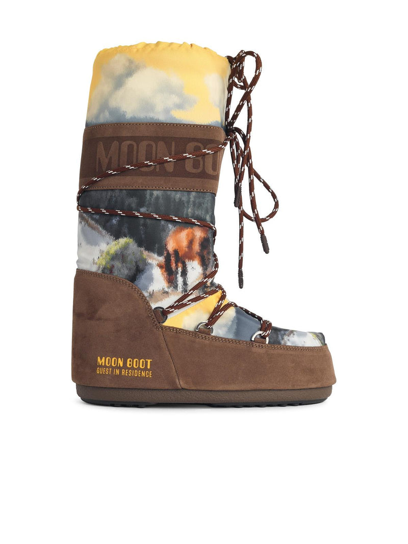 Moonboot Botas Moonboot ICON de Nailon y Ante Marrones - World Class Fashion