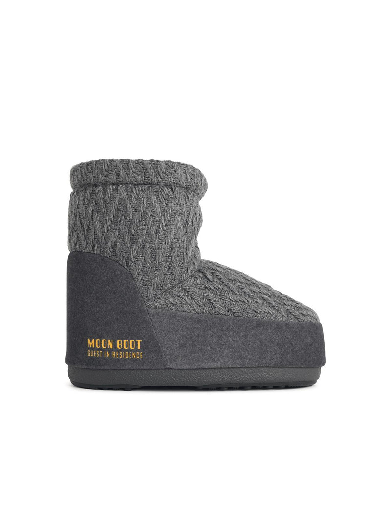 Moonboot Botas Moonboot ICON Low Nolace Knit de tejido gris - World Class Fashion