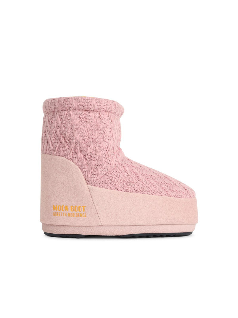 Moonboot Botas Moonboot ICON Low Nolace Knit de tela rosa - World Class Fashion