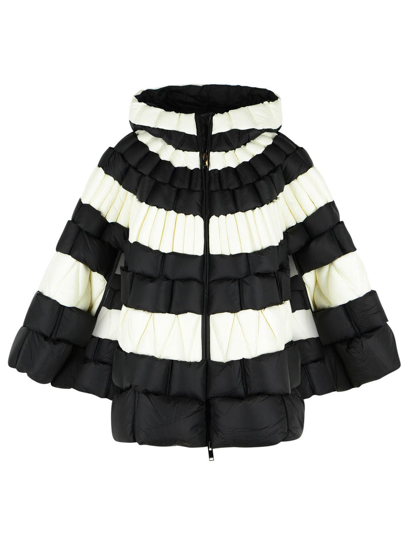 Raxxy Raxxy Hooded Cape Black and White Women - World Class Fashion