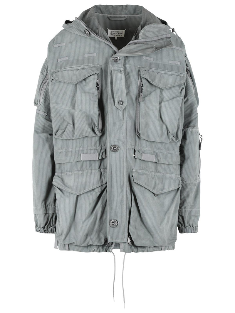 Maison Margiela Maison Margiela Grey Green Cotton Blend Parka - World Class Fashion