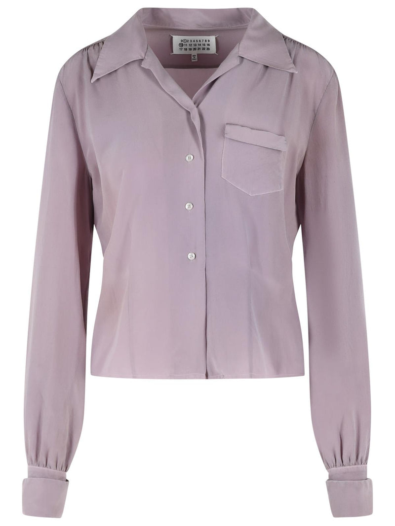 Maison Margiela Maison Margiela Lilac Long-Sleeved Silk Shirt Women - World Class Fashion