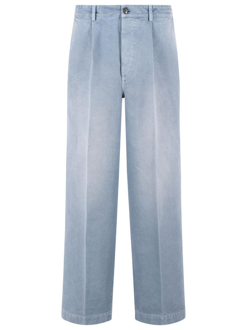 Marni Marni Light Blue Cotton Trousers Men - World Class Fashion