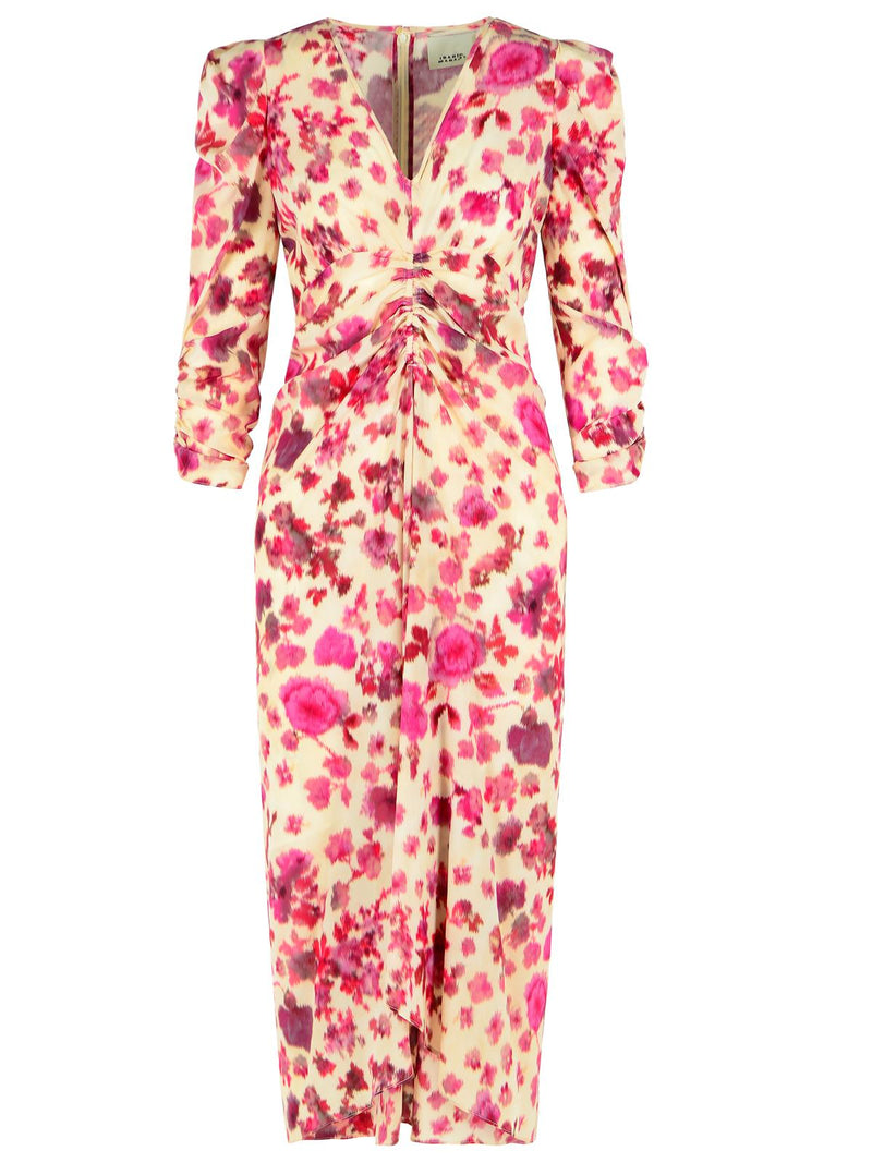 Isabel Marant Isabel Marant Albini Long Pink Stretch Silk Dress - World Class Fashion
