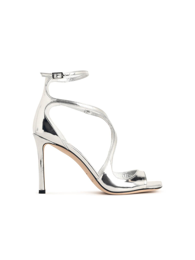Jimmy Choo Jimmy Choo Azia 95 Silver Leather Sandals Women - World Class Fashion