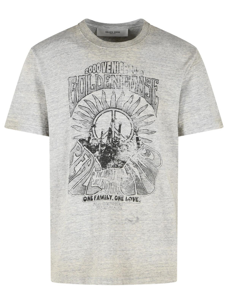 Golden Goose Golden Goose Mélange Grey Cotton T-shirt Men - World Class Fashion