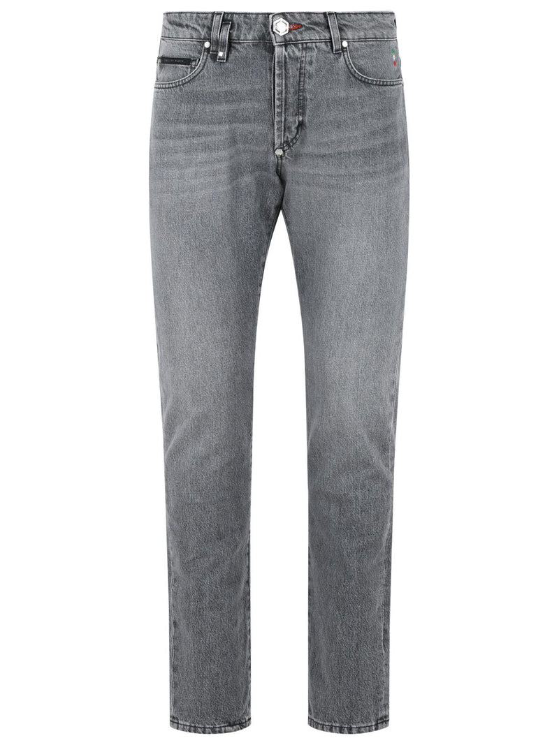 Philipp Plein Philipp Plein Straight Grey Cotton Jeans - World Class Fashion