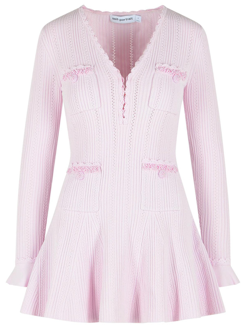 Self-Portrait Self-Portrait Viscose Blend Mini Dress Pink - World Class Fashion